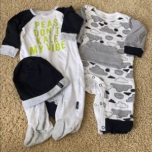 Boys black and white romper set